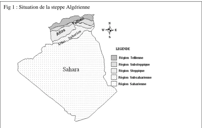 Fig 1 : Situation de la steppe Algérienne    