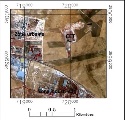 Figure 13.  Détection du centre d’enfouissement technique de Sidi Bel Abbes à partir d’une image  Alsat-2A  
