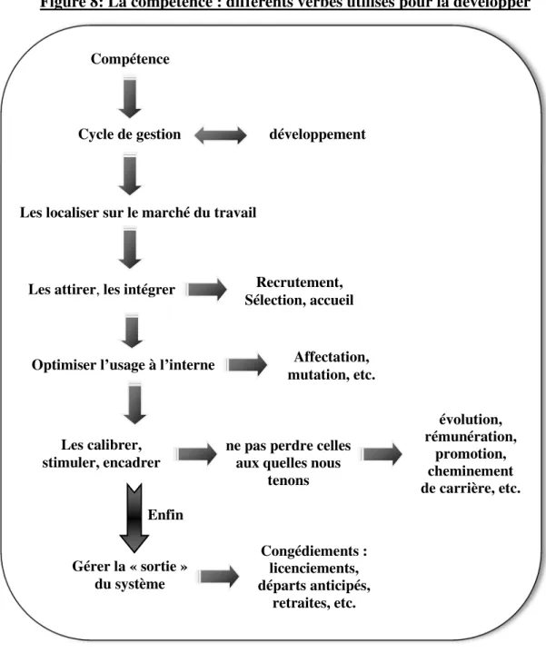 Figure 8: La compétence : différents verbes utilisés pour la développer 