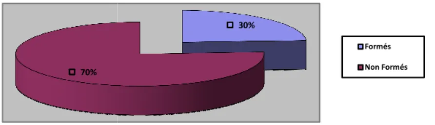 Figure 2: 70% des enseignants sont des MEP, 30% PEP  (Titulaire d’une licence) 