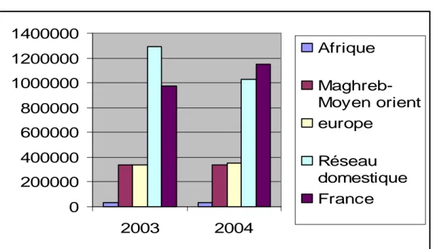 Figure n° : L’évolution du Trafic Passager entre 2003 et 2004 