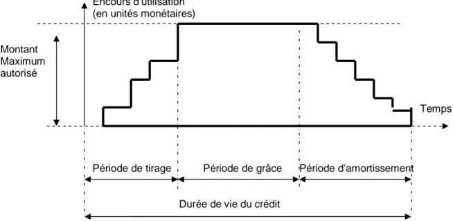 Graphique 1 : « term loan » avec période de grâce et amortissement échelonné (63).