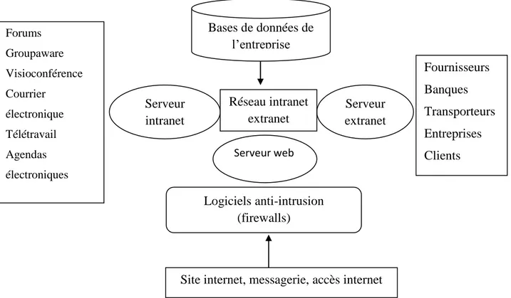 Figure n° 6: Organisation générale d’un réseau intranet-extranet 
