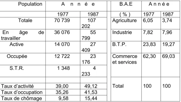 Tableau n°8 : Evolution de l’activité économique par branche dans la ville de Bechar.  