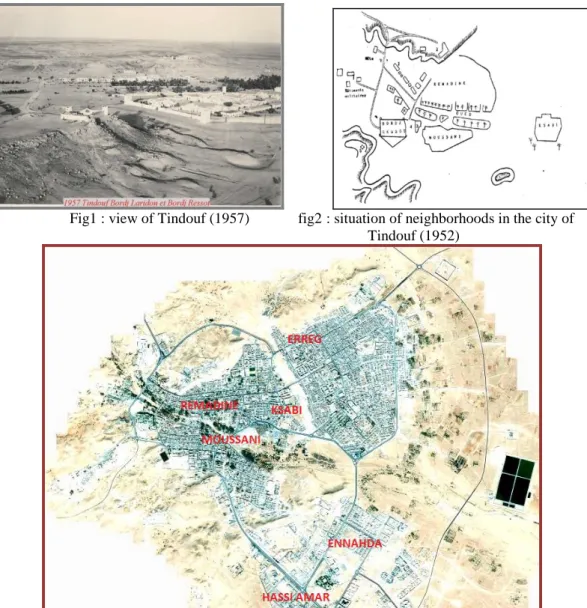 Fig3 :current view of the city of Tindouf (google image), the extension of the city is oriented south / east and north /  east  and  the  population  reached  in  2010   50,000  inhabitants