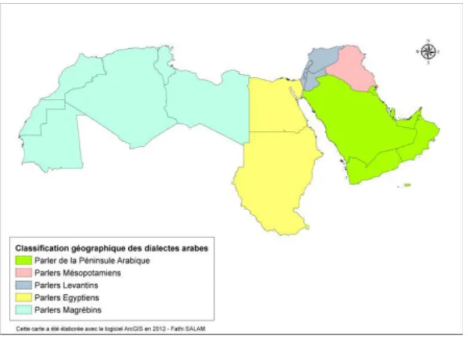 FIGURE 10 – Classification géographique des dialectes arabes (Salam, 2012) 