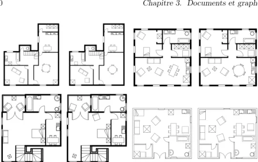 Figure 3.6 – Exemples d’images de la base floorplans correspondant à dif- dif-férents fonds de plan.