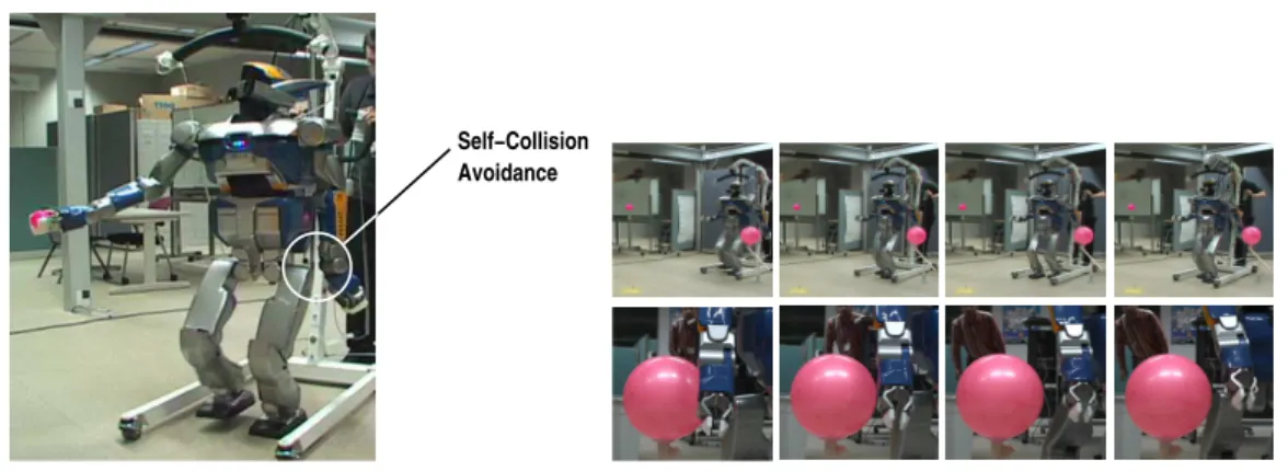 Figure 5.4: (left) Avoiding Self-Collision (right) Avoiding an obstacle, here the biggest pink ball.
