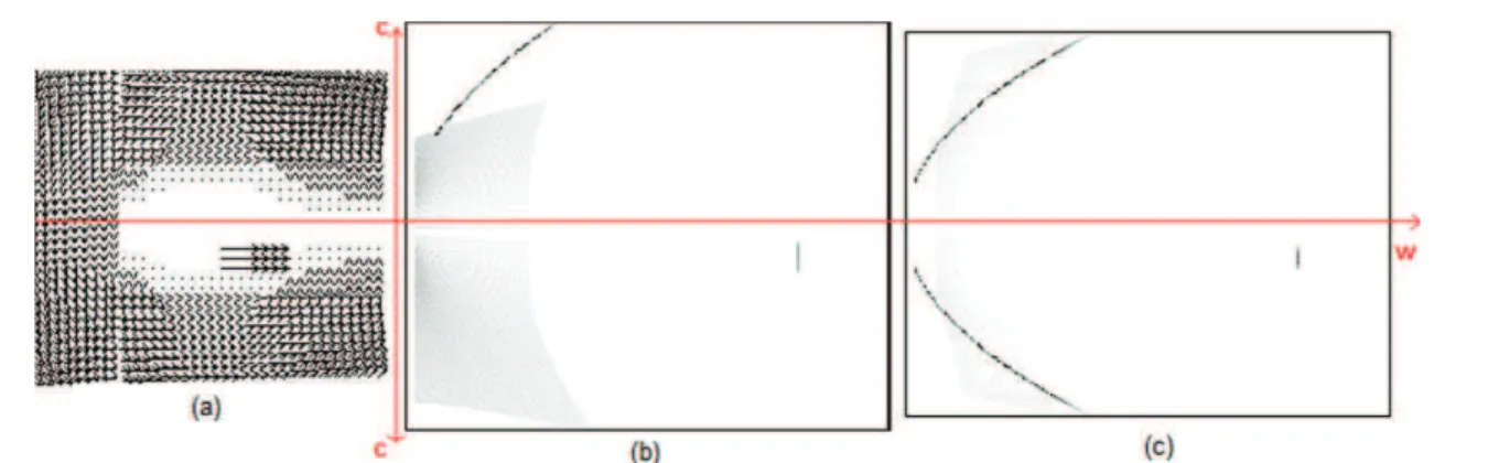 Fig. 4 (a) Velocity vector ﬁeld of a moving scene with a building, a road and an obstacle plane