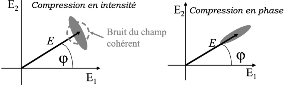 Figure 2:   Représentation d’un état comprimé dans le diagramme de Fresnel 