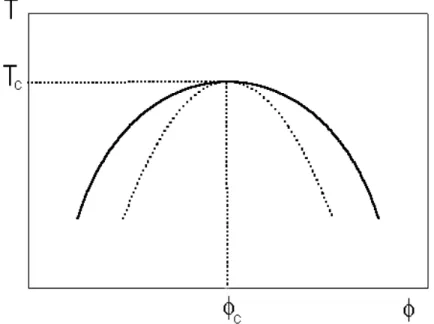 FIG. 4: Diagramme de phase de deux liquides incompatibles.
