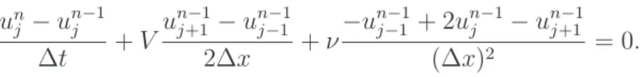 Figure 1.5 – Schéma centré instable avec ν∆t = 0.1(∆x) 2 .