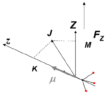 Figure 5 : Schéma de la représentation d’une toupie symétrique polaire dans la base  JKM , et en  présence d’un champ électrique