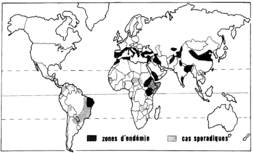 Figure 9 :Répartition géographique de la LV dans le Monde.[10] 