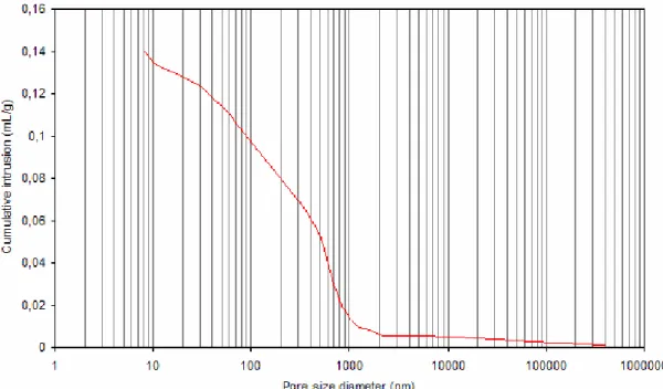 Figure 22: Pore size distribution of hydrated cement paste at 28 days of curing at 100% RH 