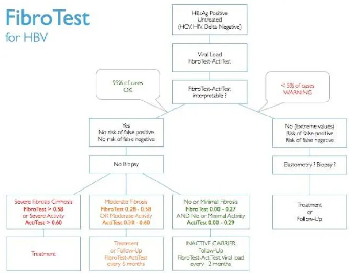 Figure 14 : Utilité du Fibrotest®  dans la prise en charge de l’hépatite B [66]. 