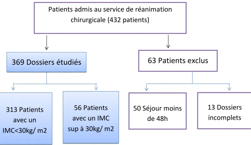 Figure 1 : Répartition des patients selon l’IMC en réanimation 