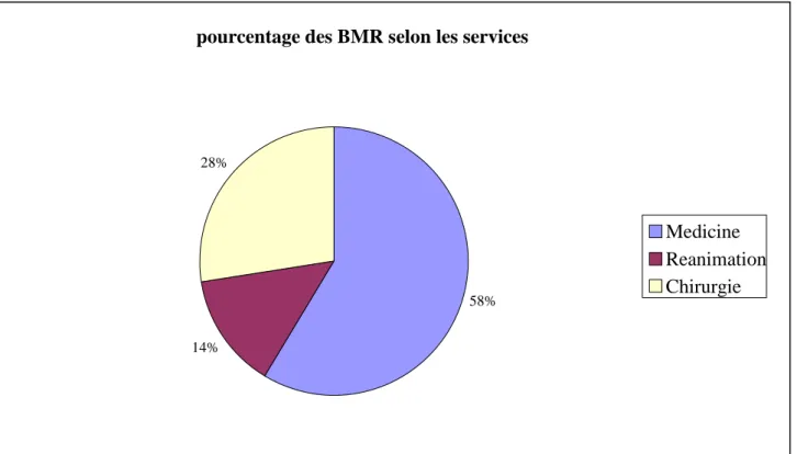 Figure 3: répartition des BMR selon les services (BMR) 