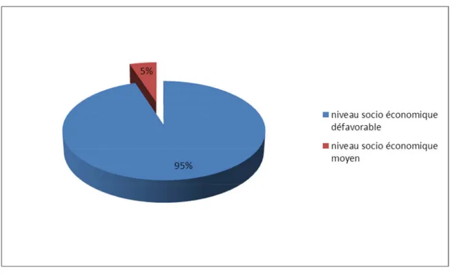 Figure 6: Répartition des femmes en fonction du niveau socio économique. 