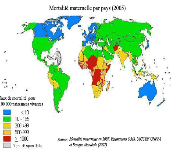 Figure 1 : Mortalité maternelle par pays (1) 