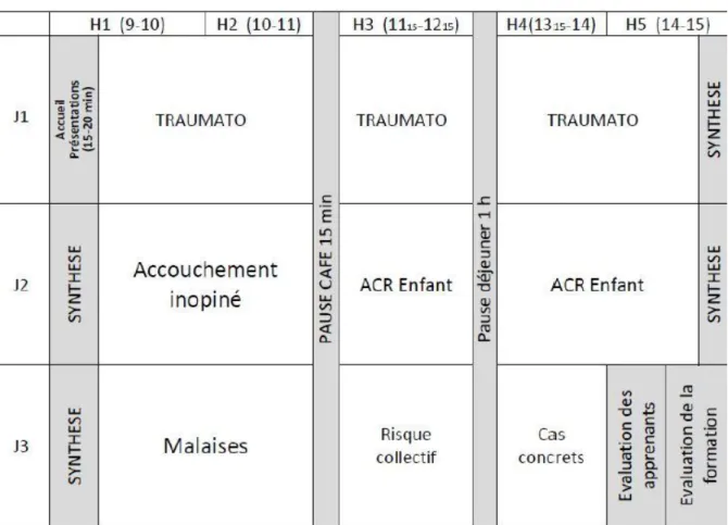 Tableau 5 : Programme résumé GSU 2 