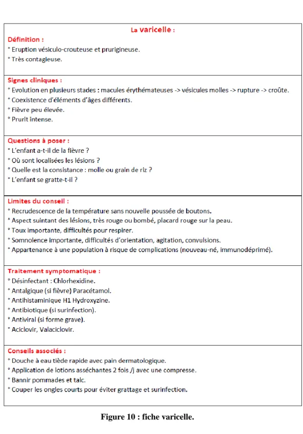 Figure 10 : fiche varicelle. 