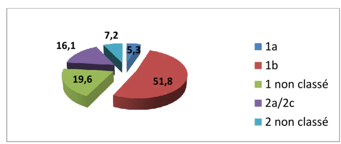 Figure 4 : Fréquence des génotypes des hépatites virales C détectés en 2002 