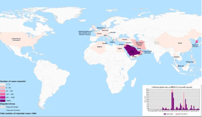 Figure 6 : Répartition de coronavirus dans le monde, 2012-2016 [73]. 