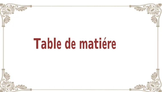 Table de matiére 