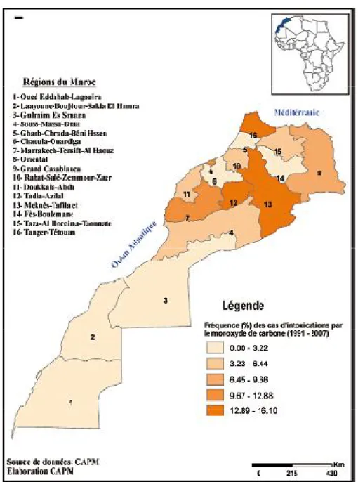 Figure 3 : Répartition géographique des ICO au Maroc  Par ordre de fréquence : 