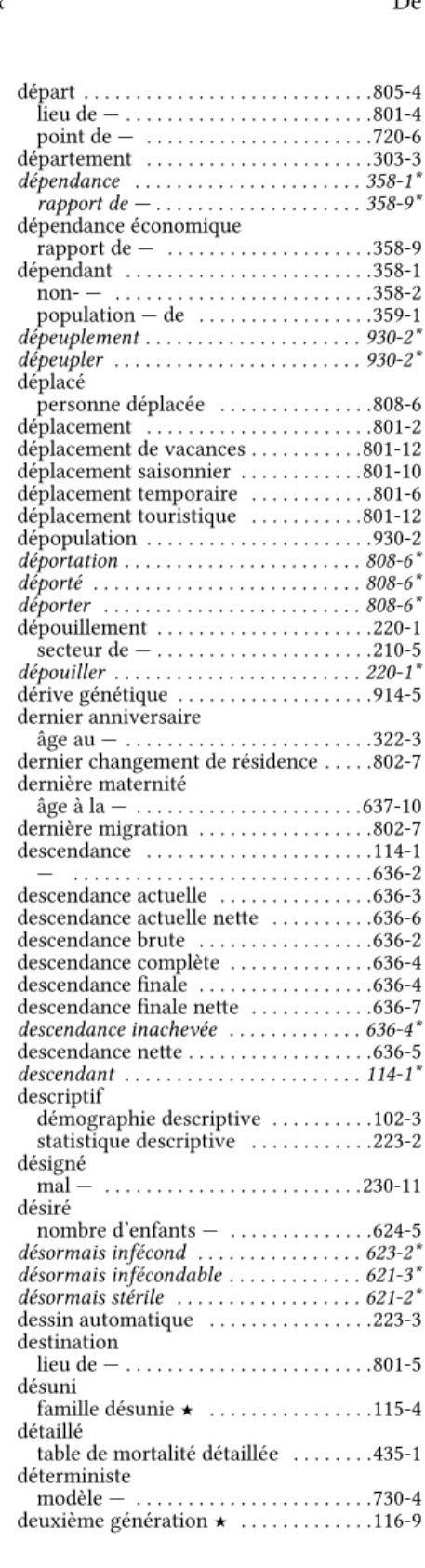 table de mortalité détaillée  . . . . . . . .435-1 déterministe