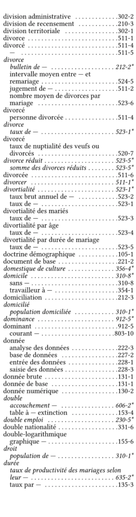 table à — extinction  . . . . . . . . . . . . . .153-4 double emploi  . . . . . . . . 