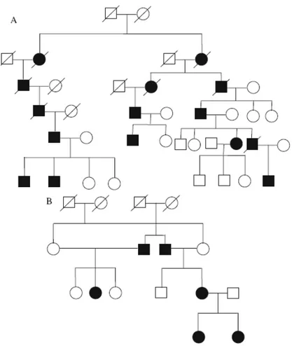 Figure 6: Les  pedigrees de deux familles atteintes de TRAPS  A- Famille Australienne d’origine Ecossaise [ 108] 