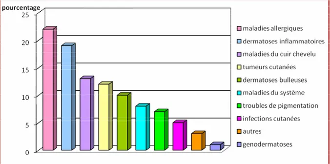 Figure 6 : répartition de nos patients selon le type de dermatose 