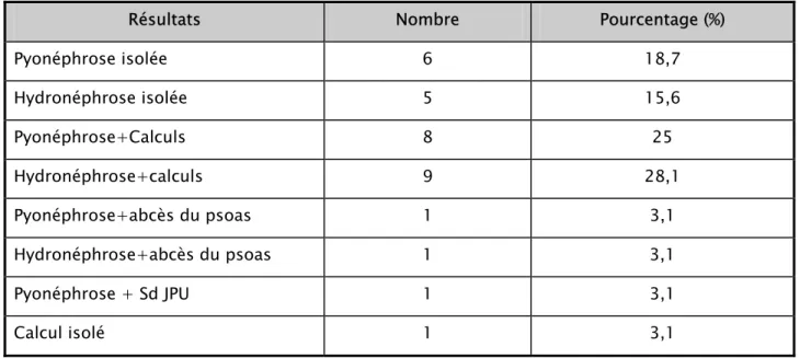 Tableau IV : Résultats de l’échographie rénale. 