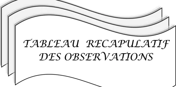 TABLEAU  RECAPULATIF  DES OBSERVATIONS
