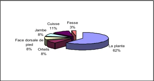 Figure 8 : Répartition de mélanome cutané au niveau du membre inférieur. 