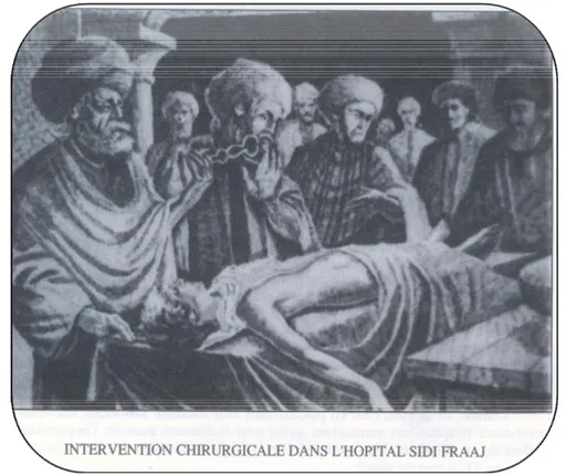 Figure 2 : intervention chirurgicale au bimaristan de Marrakech assistée par des étudiants