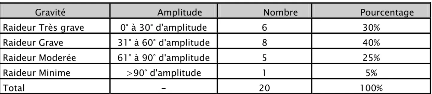 Figure 6 : Gravité de la raideur. 