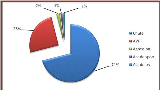 Figure 4: Répartition selon l’étiologie  Les Fractures de la tête fémorale : 