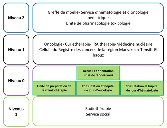 Figure 4: Positionnement du service d'hématologie au niveau du Centre d'Oncologie et d'hématologie du CHU Mohammed VI