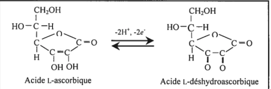Figure 7: Structure chimique de la vitamine C et de sa forme oxydée (Tiré de Goodman et Gitman ‘s, 1999).