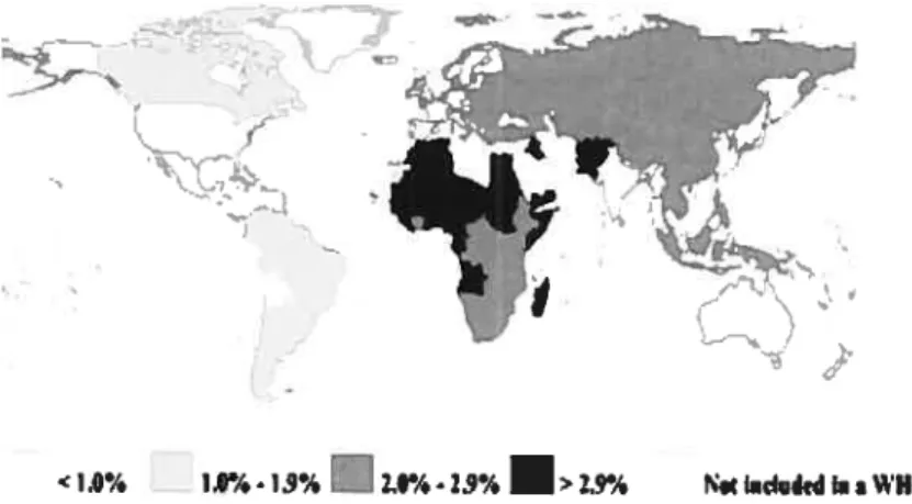 Figure 1.1 : Prévalence mondiale du virus de l’hépatite C