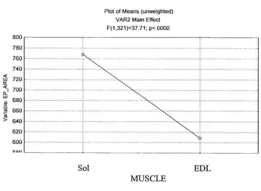 Figure 5: Muscle Main Effect 0f End-Plate Area