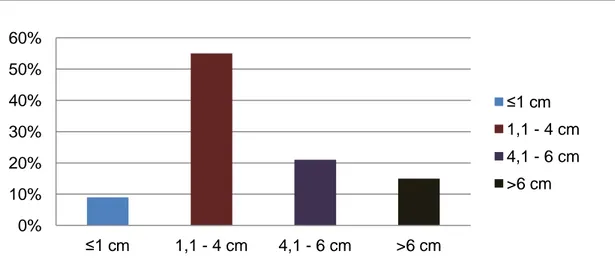 Figure 4 : répartition des patients selon la taille clinque des lésions 