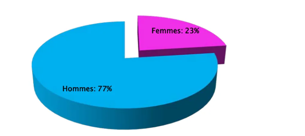 Figure 13 : Diagramme montrant la proportion de chacun des deux sexes. 