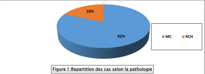 Figure 1:Repartition des cas selon la pathologie 