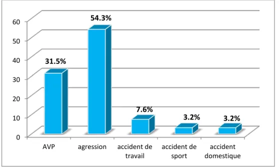 Figure 4 : Répartition des traumatismes selon ses circonstances de survenue. 