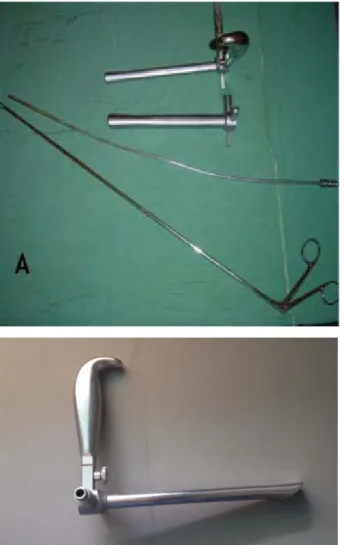 Figure 22 : Photos montrant le matériel de la pharyngoscopie. 