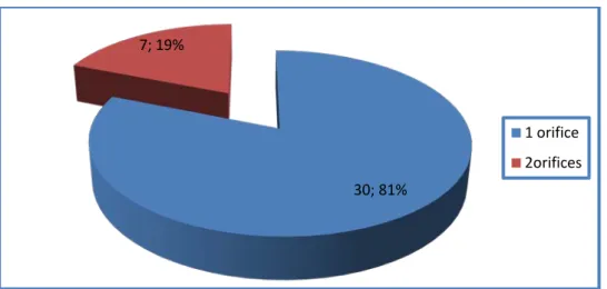 Figure 9 : répartition des cas selon le nombre d’orifice. 